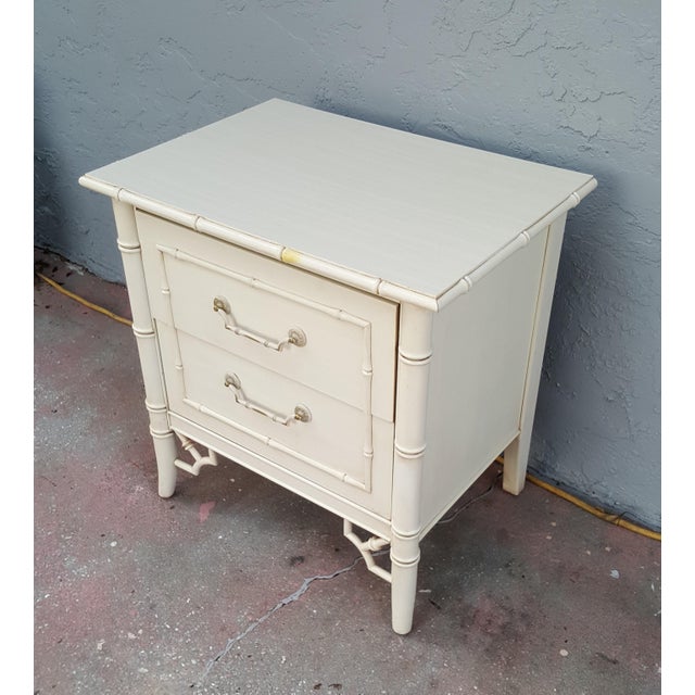 Mid 20th Century Thomasville Allegro Fretwork Faux Bamboo Nightstand