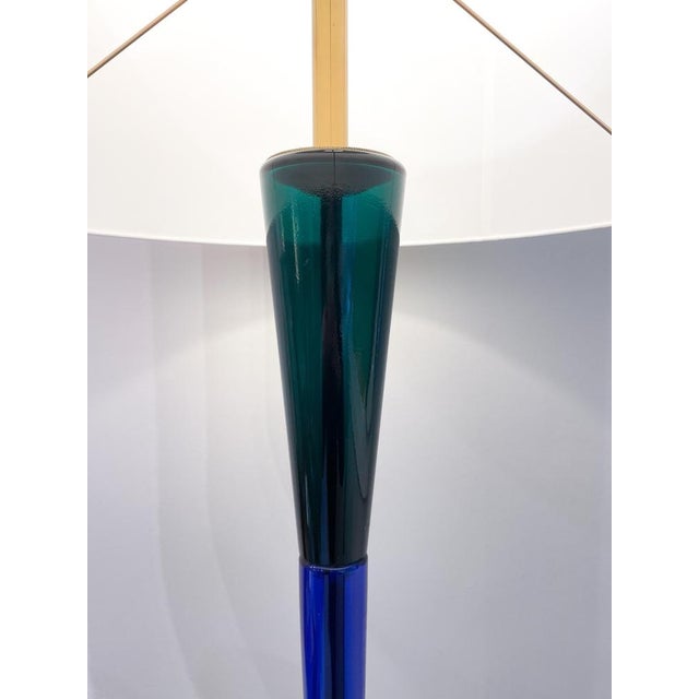Blue Mid-Century Blue & Green Murano Glass Floor Lamp attributed to Fulvio Bianconi, 1950s For Sale - Image 8 of 12
