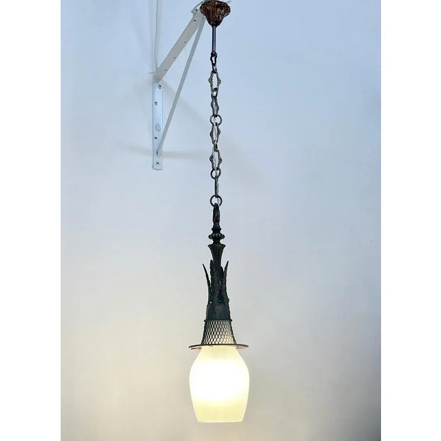 Dutch Pendant in Bronze with Brass and Glass, 1900s For Sale - Image 5 of 7