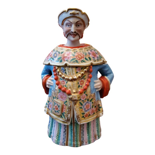 Mid 19th Century Antique Meissen Porcelain Style Chinoiserie Sculpture Box For Sale