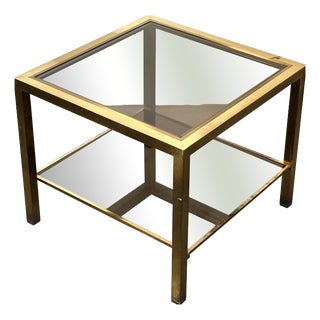 Brass and Glass Coffee Table, 1970s For Sale