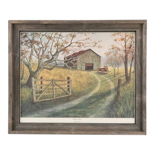 Vintage Framed Lithograph "Tobacco Barn" by Robert T. Hayes Signed Numbered For Sale