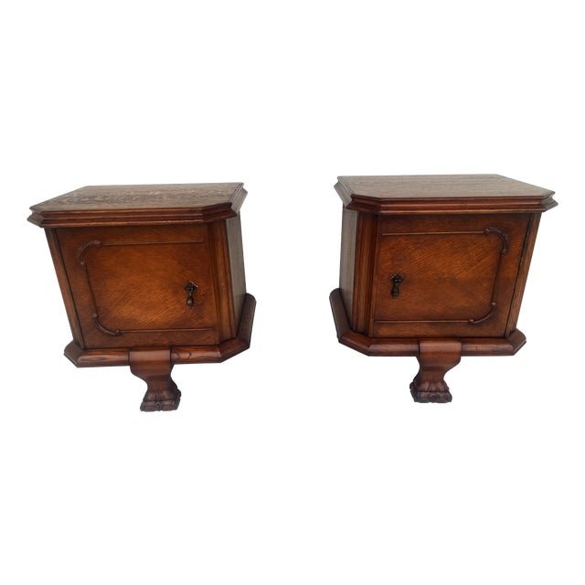 Lion Paw Bedside Tables, 1950s, Set of 2 For Sale