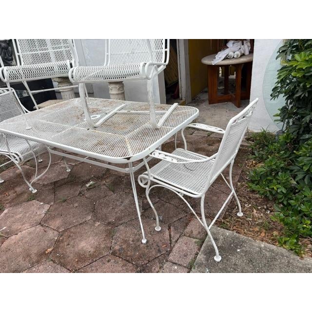 Metal Large Vintage Table and Wrought Iron Table & 5 Chairs For Sale - Image 7 of 11