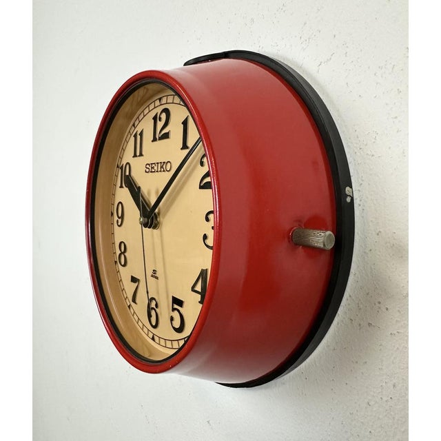 Vintage Red Seiko Navy Wall Clock, 1970s For Sale - Image 4 of 18