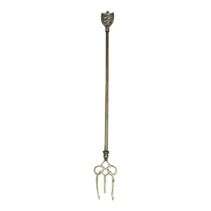Vintage English Brass Toasting Fork With Three Lions Symbol of England Finial