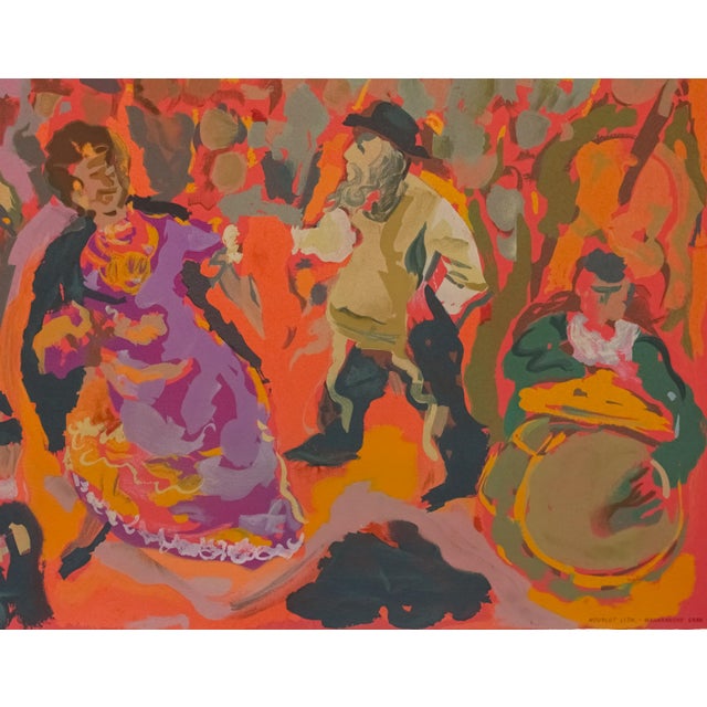 The School of Paris Large 1966 Emmanuel Mané-Katz Judaica Lithograph "Danse" (Dance) For Sale - Image 3 of 7