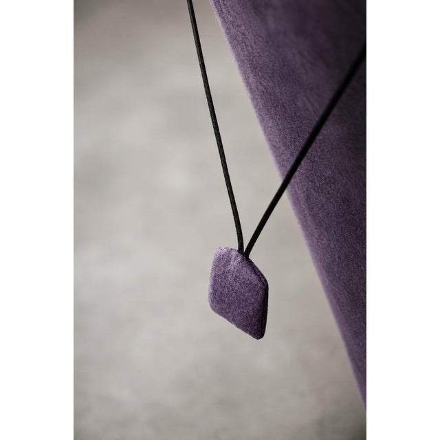 Vintage Scandinavian Modern Oak and Purple Fabric High Back Wing Chair, 1950s For Sale - Image 9 of 18