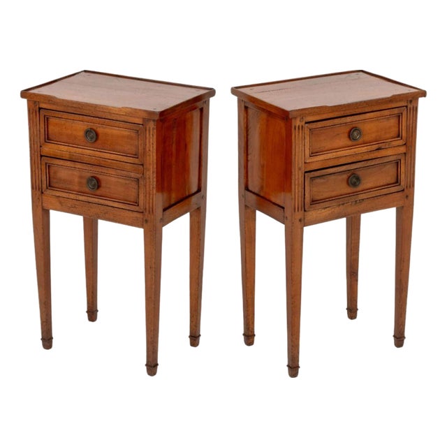 Louis XVI Style Fruitwood Bedside Tables, Pair For Sale
