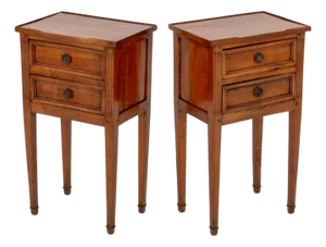 Louis XVI Style Fruitwood Bedside Tables, Pair