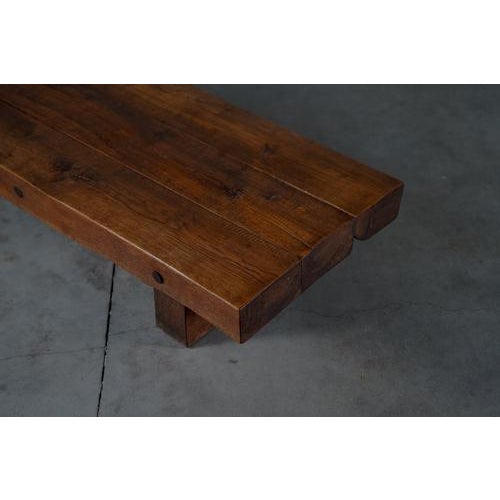 Rustic Rustic Rectangular Oak Coffee Table, Netherlands, 1960s For Sale - Image 3 of 8