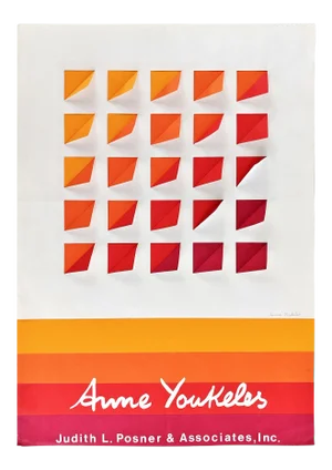 1970s Vintage Anne Youkeles Op Art Pencil Signed Poster Print