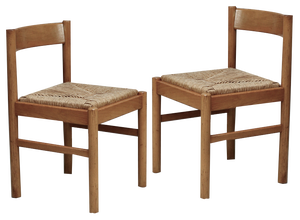Set of Vintage French Straw Chairs, 1960