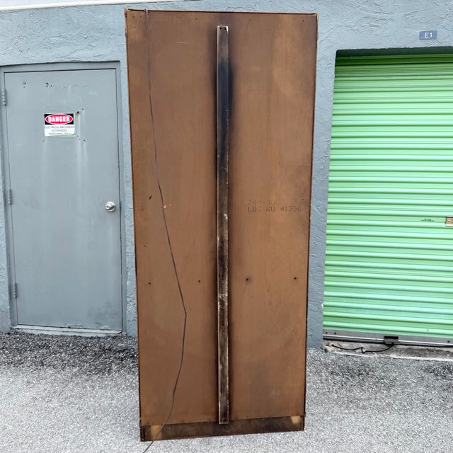 Vintage Campaign-Style Wood and Brass Lighted Curio Display Cabinet For Sale - Image 9 of 10