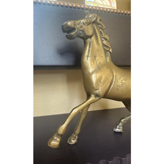 Vintage English Country Solid Brass Galloping Horse Figurine For Sale - Image 4 of 11