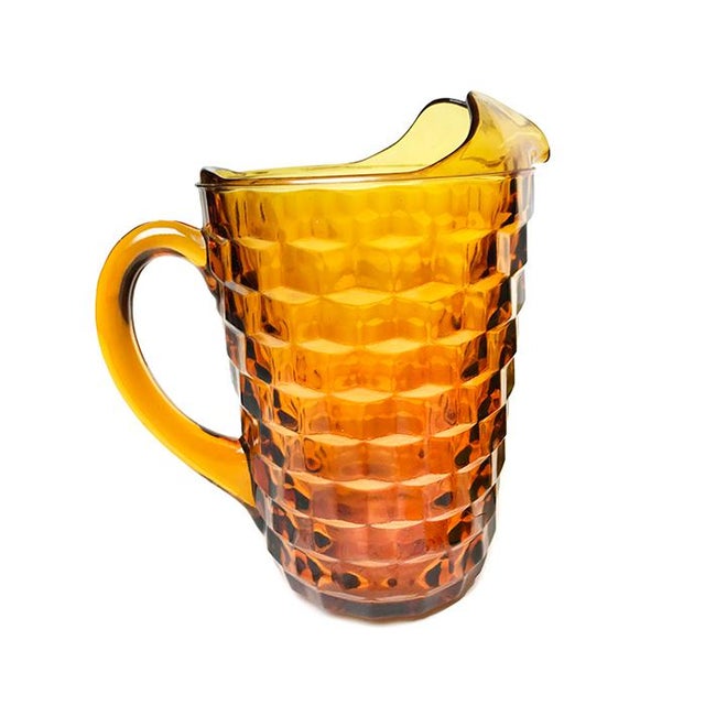 MidCentury Amber Glasses & Pitcher Set of 7 Chairish