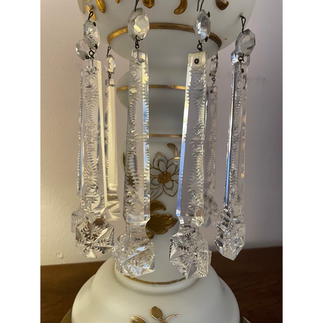 Mid 20th Century Vintage Mantle Lustres With Crystal Prisms - a Pair For Sale - Image 5 of 12