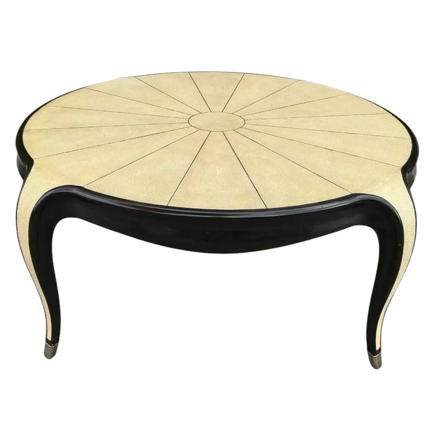 Art Deco Style Shagreen & Ebony Cocktail or Round Coffee Table. For Sale - Image 4 of 5