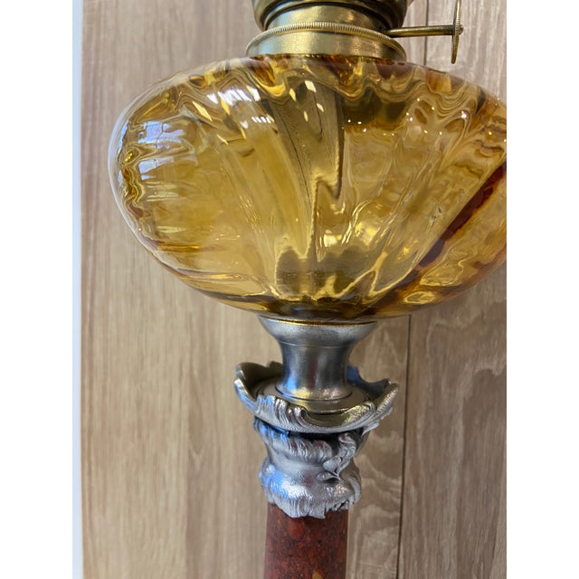 Silver Antique Art Nouveau Kerosene Oil Column Lamp from HS, France, 1900s For Sale - Image 8 of 12