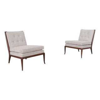 Vintage Walnut Slipper Lounge Chairs by t.h. Robsjohn-Gibbings for Widdicomb For Sale