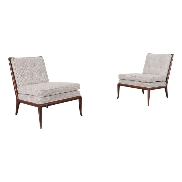 Vintage Walnut Slipper Lounge Chairs by t.h. Robsjohn-Gibbings for Widdicomb For Sale