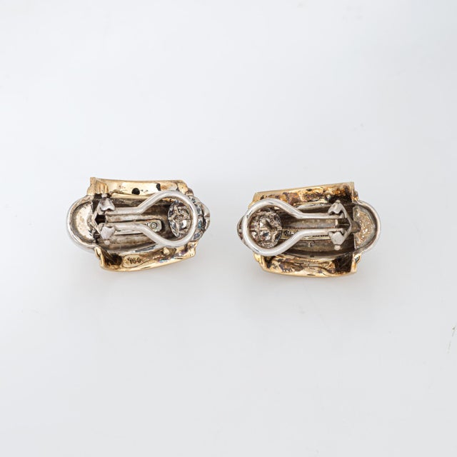 Finely detailed pair of vintage Tiffany & Co Vendome earrings crafted in sterling silver and 18k yellow gold (circa...