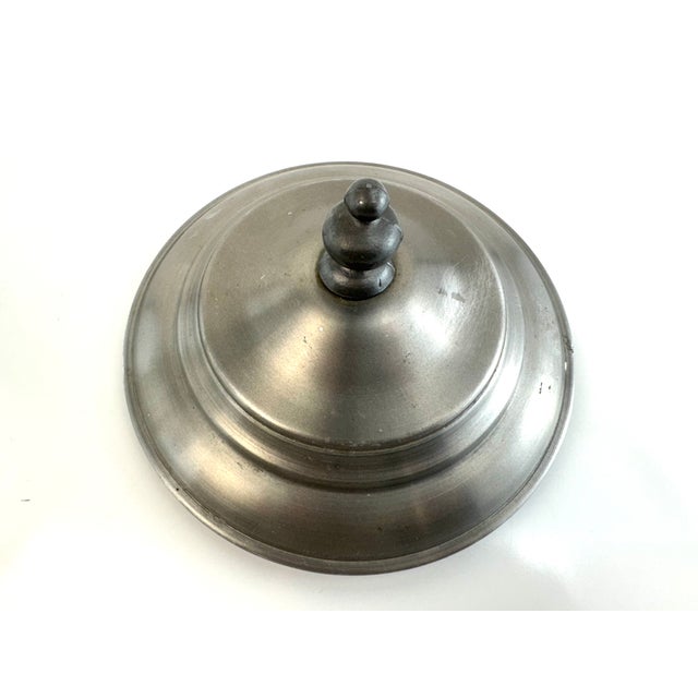 Vintage Cut Glass Ice Bucket With Pewter Lid and Swing Handle Barware For Sale - Image 10 of 11