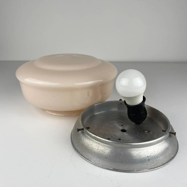 Vintage Pink Glass Ceiling Lamp, Italy, 1950s For Sale - Image 9 of 12