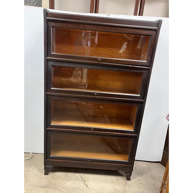 Traditional Antique Mahogany Barrister/Lawyer 4 Stack Bookcase, Weis For Sale - Image 3 of 5