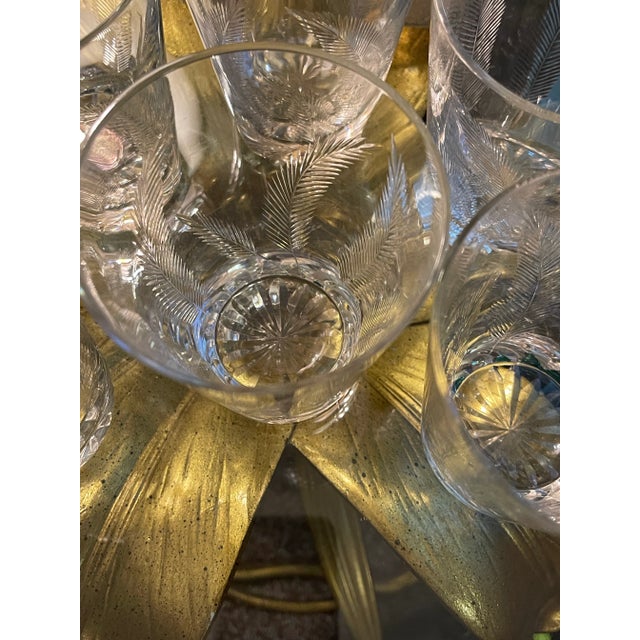 1990s Feather Crystal Lowball Glasses- Set of 6 For Sale - Image 11 of 12