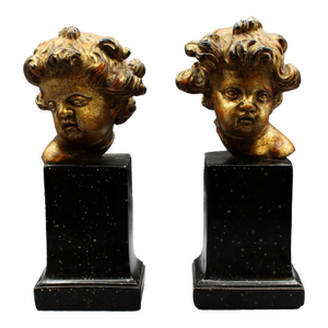 Mid-20th Century Pair of Faux Marble and Plaster Bookends
