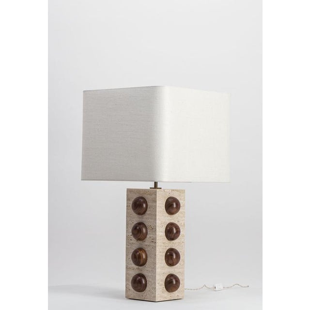Bulle Travertine Table Lamp by Studio Karen B For Sale - Image 6 of 8