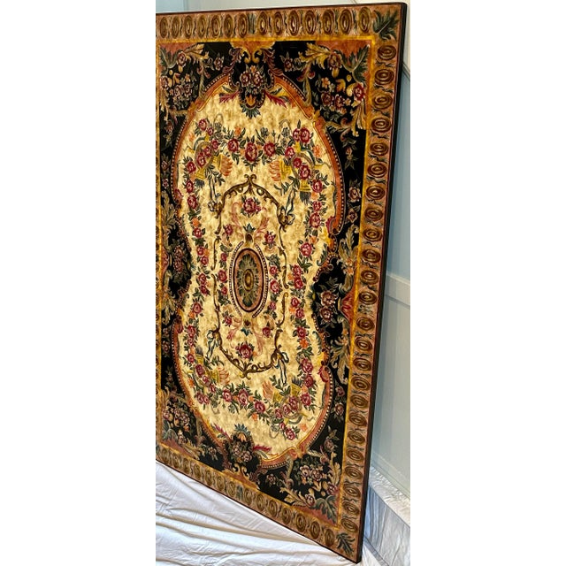 Maitland-Smith Hand-Painted Faux Tapestry Wood Wall Panel For Sale - Image 6 of 10