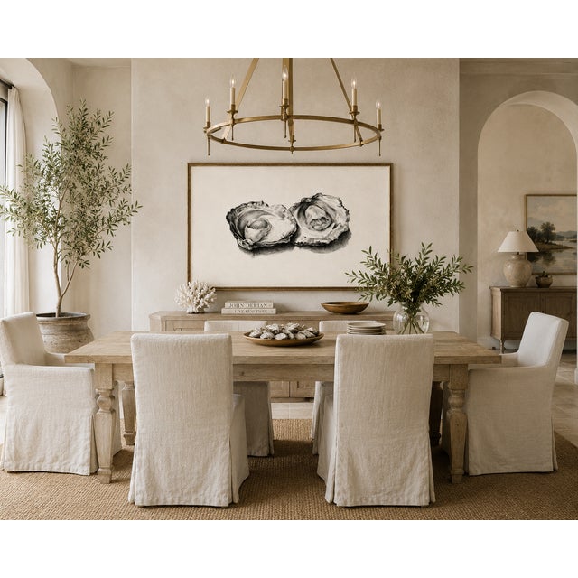 Two Opened Oysters, Vintage Natural History Shell Study, 30" X 20" For Sale - Image 10 of 12