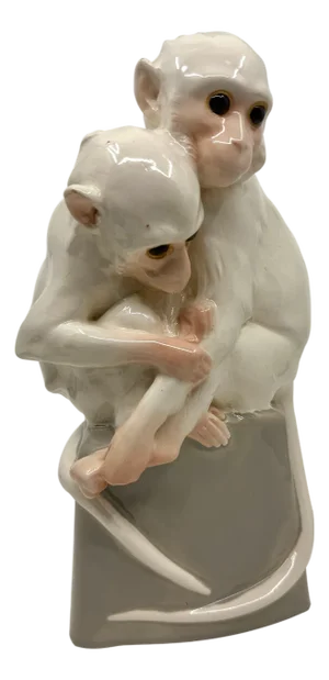 Early 20th Century Weiner Kunst Keramische Monkeys Ceramic with Glass Eyes