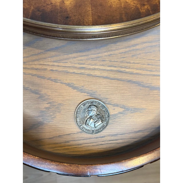 Wood Theodore Alexander Althorp Admiralty Three-Tier Torchere – Model Al50086, Signed by 9th Earl Spencer, Full Provenance + Original Coin For Sale - Image 7 of 12