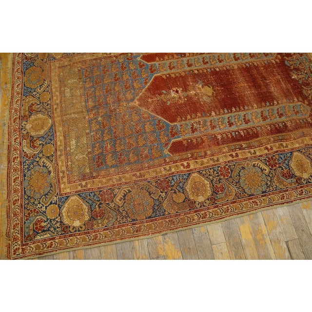 Mid 18th Century Traditional and Special in a Red Background Color Antique Turkish Ghiordes Prayer Rug For Sale - Image 5 of 12