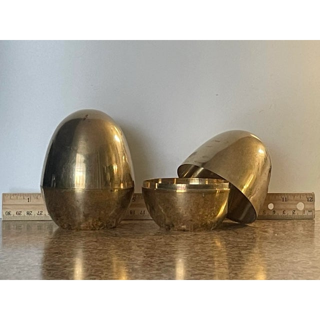 Hollywood Regency Brass Egg Trinket Box - a Pair For Sale - Image 3 of 7
