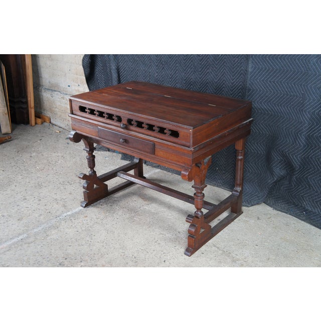 Antique Victorian Eastlake Walnut Carved Flip Top Spinet Secretary ...