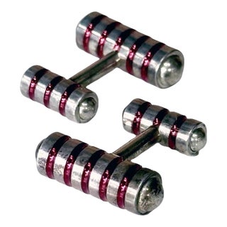 Pair of Sterling Silver and Enamel Cuff Links Paloma Picasso forTiffany & Co. For Sale