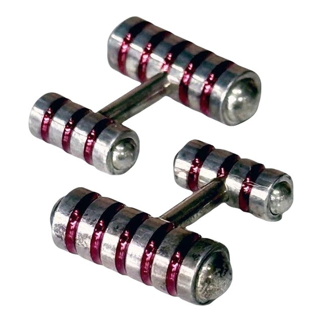 Pair of Sterling Silver and Enamel Cuff Links Paloma Picasso forTiffany & Co. For Sale