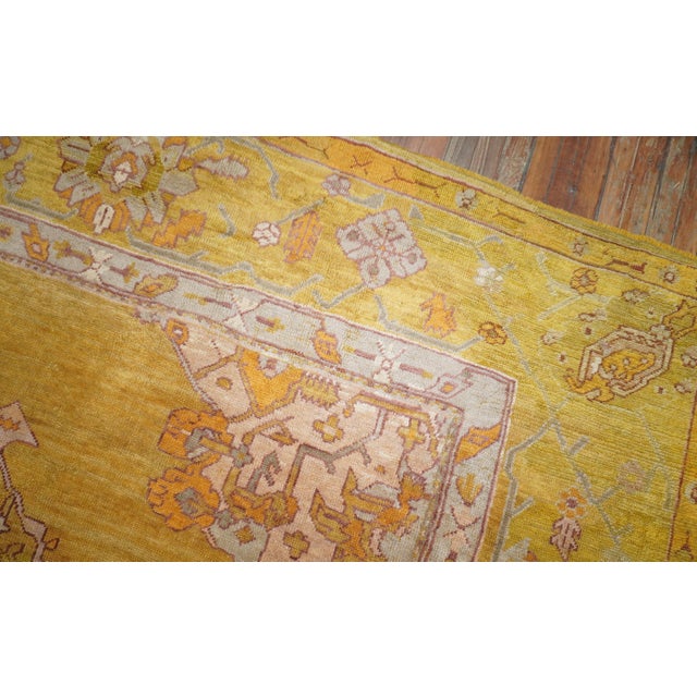 Antique Zabihi Collection Gold Green Oushak Rug For Sale - Image 10 of 12
