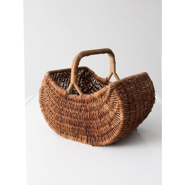 Mid 20th Century Vintage Wicker Gathering Basket For Sale - Image 5 of 12