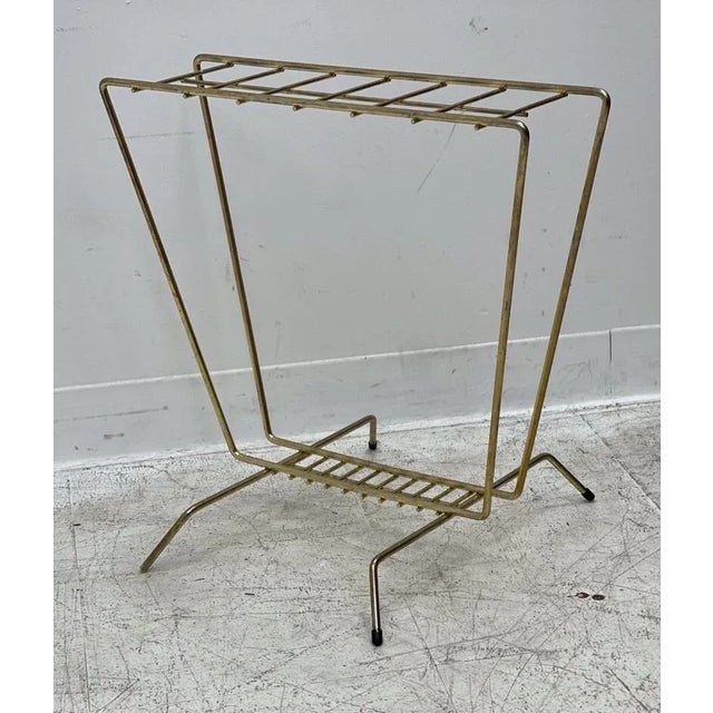 Mid-Century Modern Vintage Brass Stand For Sale - Image 3 of 6