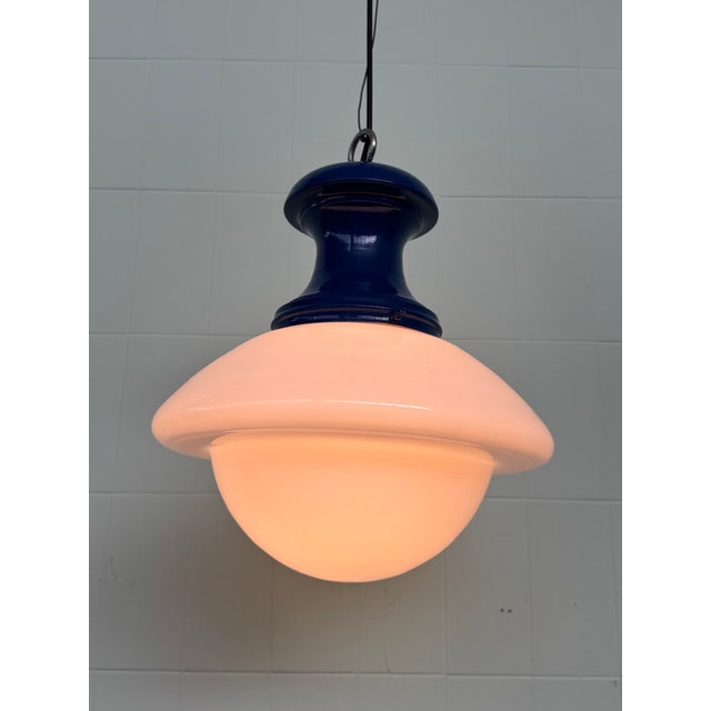 Industrial Space Age Italian Chandelier in Vintage Glass and Metal, 1970s For Sale - Image 4 of 18