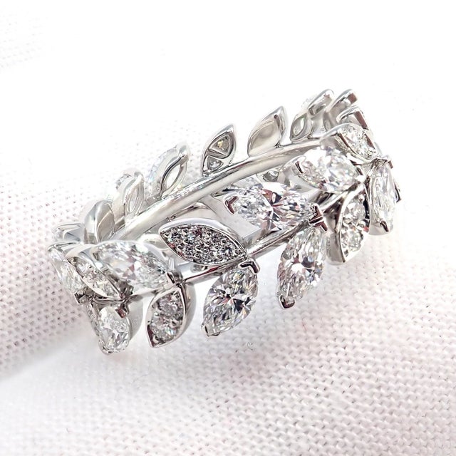 Tiffany & Co. Platlinum Victoria Vine Diamond Eternity Ring, Size 7 For Sale - Image 15 of 17