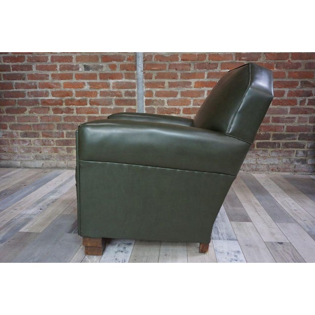 Mid-Century Modern Art Deco Wood and Skaï Club Chair, 1930s For Sale - Image 3 of 6
