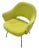 Vintage Mid-Century Modern style Eero Saarinen for Knoll chartreuse fabric and chrome sculptural side chair. Chrome frame...