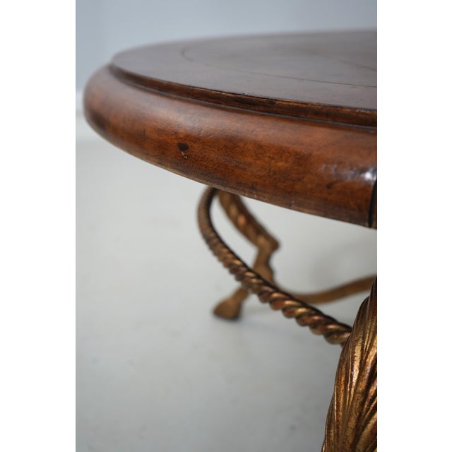 Round Leather Top Metal Base Coffee Table For Sale - Image 10 of 13