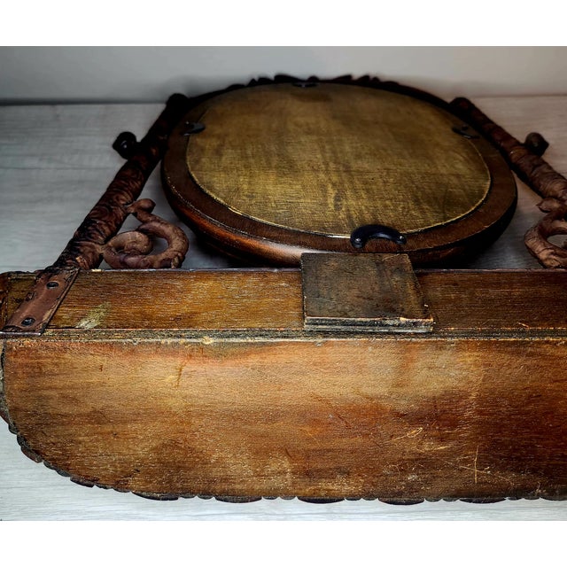 19th C. Victorian Cast Iron & Hand-Cut Bamboo Tabletop Swing Vanity Mirror For Sale - Image 10 of 12